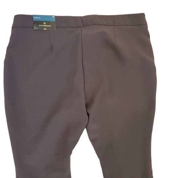 Worthington Womens Sz 16 Gray Ankle Slim Leg Trousers Stretchy Work Pants Career - Picture 4 of 8